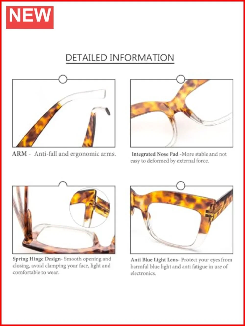 Oversized Reading Glasses for Women Blue Light Blocking 3 Pack Spring Hinge